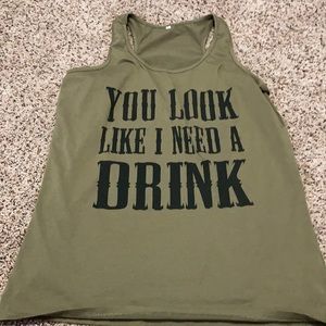 Army green drankin’ tank top! L